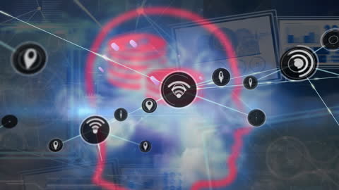 Digital Human Networking with Data Visualization Icons