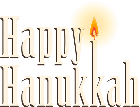 Happy Hanukkah Elegant Message with Glowing Candle on Transparent Background