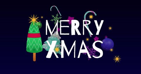 Merry Christmas Festive Typography with Holiday Decorations