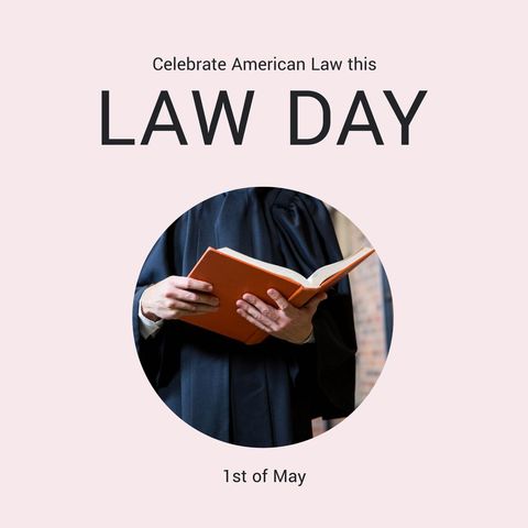 law day celebration poster with lawyer holding book - Download Free Stock Templates Pikwizard.com