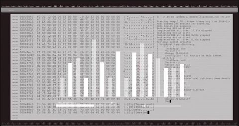 Futuristic data interface with code and graphs overlay