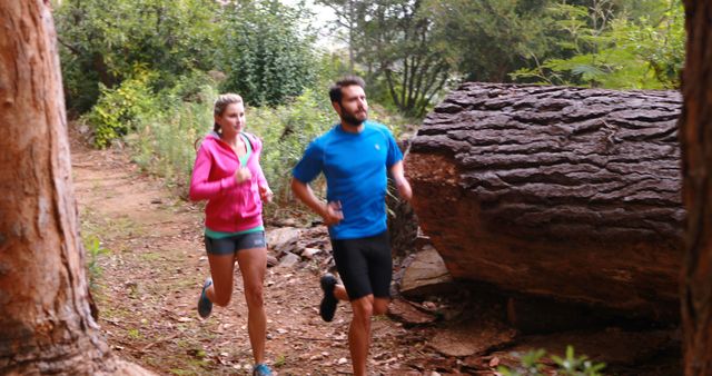 Jogging Couple on Forrest Trail in Summer - Download Free Stock Images Pikwizard.com