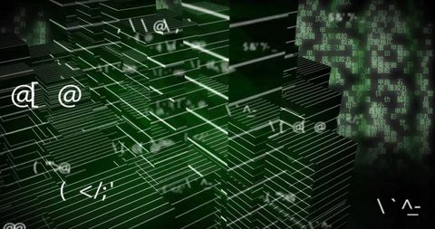 Digital data stream flowing through futuristic virtual city