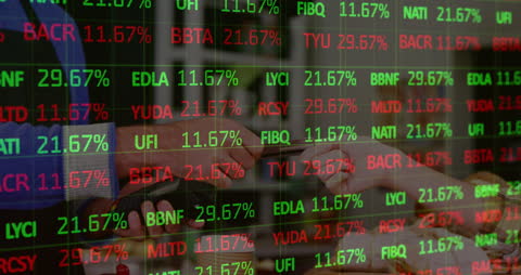 Digital Stock Data Overlay with Credit Card Payment Interaction