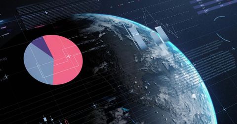 Global Business Data Analytics Infographic Interface Over Earth - Download Free Stock Images Pikwizard.com