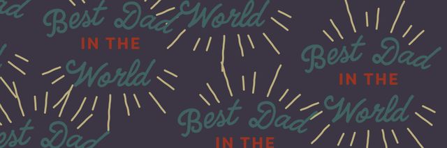 Colorful pattern consisting of 'Best Dad in the World' text repeated over a gray background. Bright rays emanate from the text, creating a celebratory and festive feel. Ideal for designing greeting cards, wrapping paper, social media graphics, and digital banners, especially for Father's Day celebrations or father-related events.