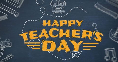 Happy Teacher’s Day Greeting with School Icons - Download Free Stock Images Pikwizard.com
