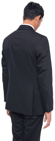 Transparent Back View of Businessman in Suit with Dark Hair