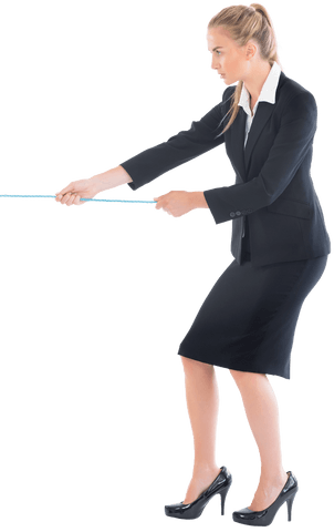 focused businesswoman pulling line, transparent background - Download Free Stock Videos Pikwizard.com