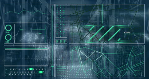 Futuristic Data Interface with Digital Network Connections