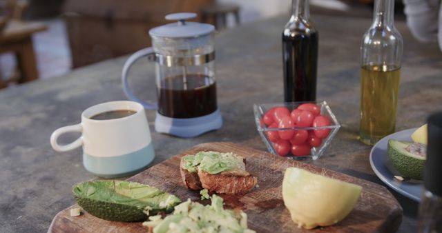 Fresh Avocado Toast with Coffee and Vegetables in Morning Light - Download Free Stock Images Pikwizard.com