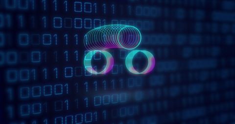 Futuristic Neon Circles Over Binary Code Background - Download Free Stock Images Pikwizard.com