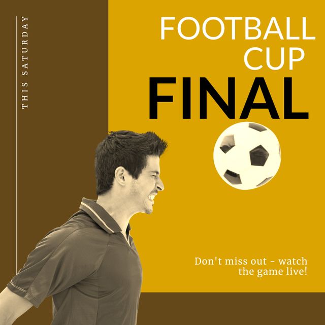 Football Cup Final Announcement with Player Heading Soccer Ball - Download Free Stock Templates Pikwizard.com