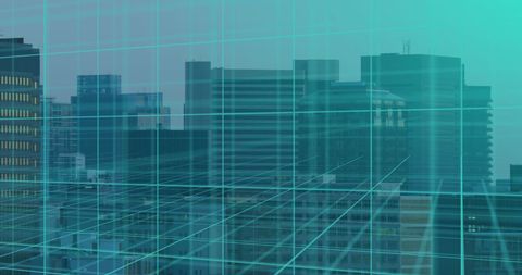 digital grid overlay modern cityscape - Download Free Stock Images Pikwizard.com