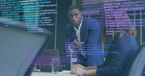 Business Professionals Analyzing Data with Futuristic Interface Technology - Download Free Stock Images Pikwizard.com