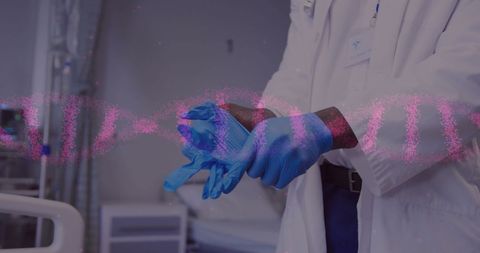 Medical Professional Preparing with DNA Overlay - Download Free Stock Images Pikwizard.com