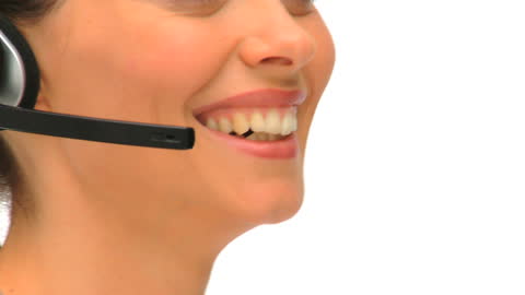 Smiling Customer Service Woman with Headset