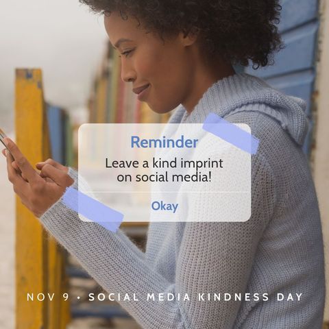 African american woman engaging in online kindness awareness