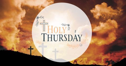 Holy Thursday Cloudscape with Crosses Illustration - Download Free Stock Images Pikwizard.com