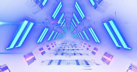 Futuristic Neon Tunnel with Blue and Pink Lights