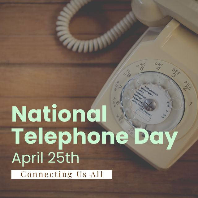 National Telephone Day Celebration with Retro Rotary Telephone - Download Free Stock Templates Pikwizard.com