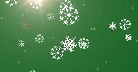 White Snowflakes on Green Background for Festive Season