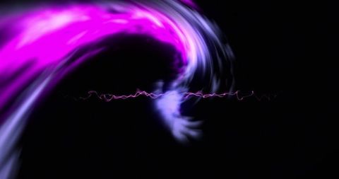 Glowing Pink and Purple Light Trails on Black Background