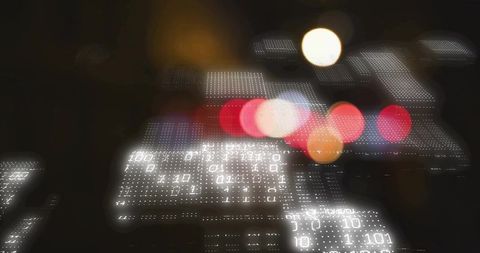 Binary code panels with futuristic bokeh light effect