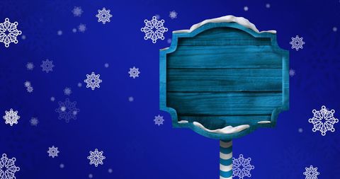 Festive Blank Wooden Sign with Snowflakes for Winter Celebrations