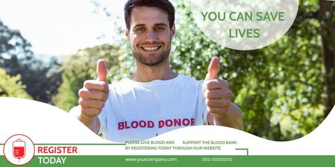 smiling man encouraging blood donation for community support - Download Free Stock Templates Pikwizard.com