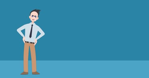 Confident Businessman Character on Blue Background - Download Free Stock Images Pikwizard.com