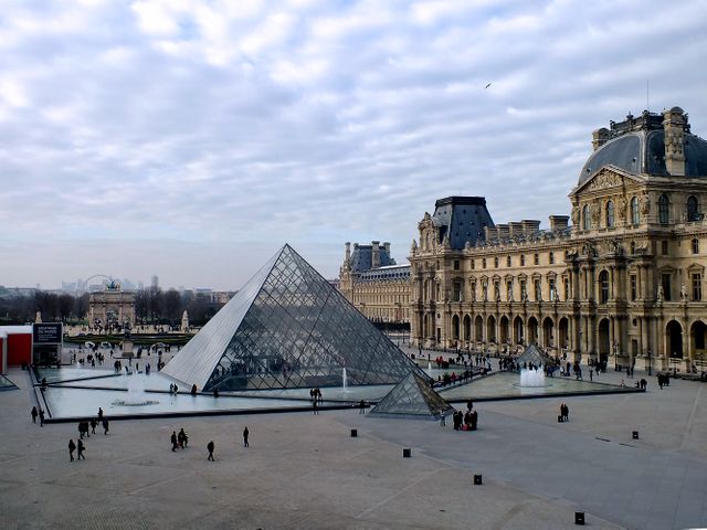 Louvre Museum with Glass Pyramid in Morning Light - Download Free Stock Images Pikwizard.com