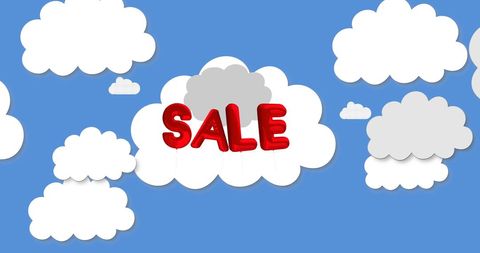 Floating Sale Text with Clouds on Blue Background - Download Free Stock Images Pikwizard.com