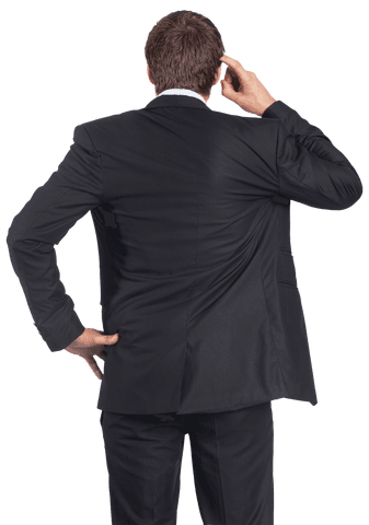 Businessman Back View in Black Suit Published on Transparent Background