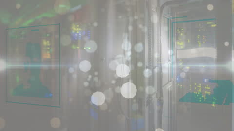 Digital Interface Animations in High-Tech Server Room