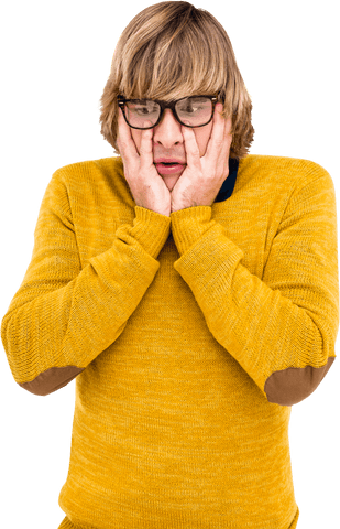 shocked hipster in yellow sweater with transparent background - Download Free Stock Videos Pikwizard.com