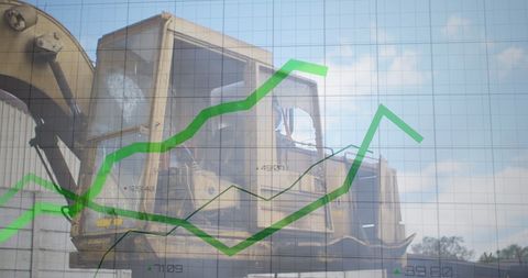 Growth Statistics Overlay on Industrial Machinery