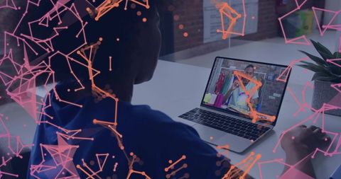 Woman engaging with digital meeting from home office