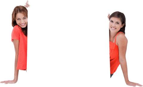 two smiling women holding blank transparent card - Download Free Stock Videos Pikwizard.com