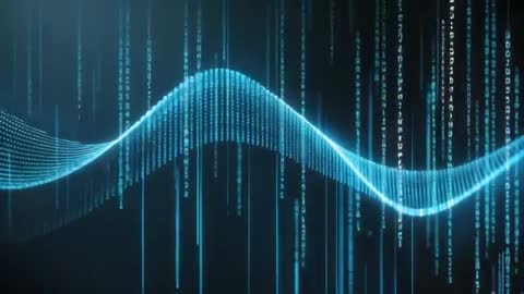 Blue Data Wave in Futuristic Digital Space