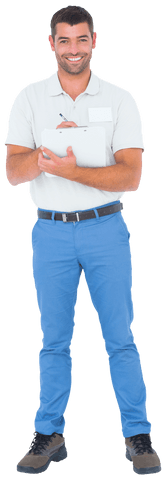 Transparent Portrait of Smiling Man Holding Clipboard - Download Free Stock Videos Pikwizard.com