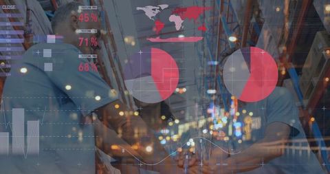 Global Business Data with Diverse Warehouse Employees - Download Free Stock Images Pikwizard.com