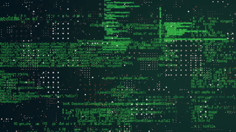 Glitchy Digital Code Interface Background