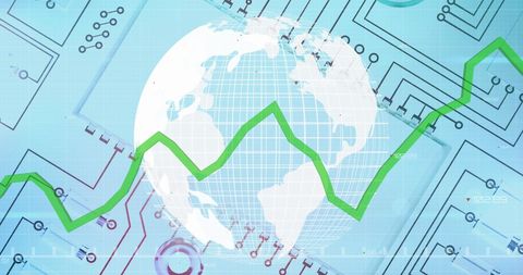 Global Graph Trends on Digital Interface Concept - Download Free Stock Images Pikwizard.com