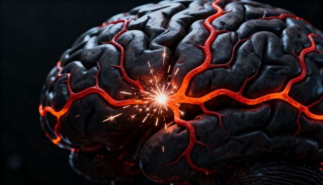 Pulsing Human Brain with Glowing Neural Vessels and Synaptic Spark for Neurotech and AI