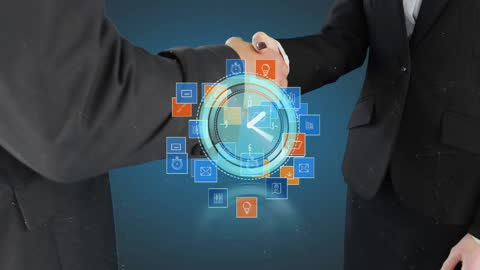 Global Business Partnership with Digital Interface Concept