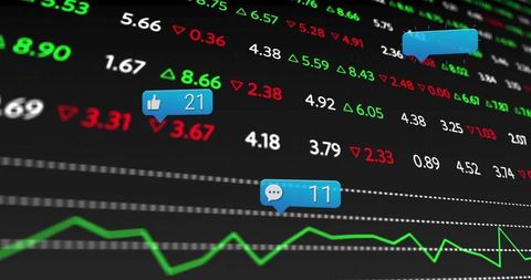 Digital finance dashboard with stock market analytics and social engagement