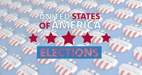 United states elections banner with repeating campaign buttons five red stars patriotic