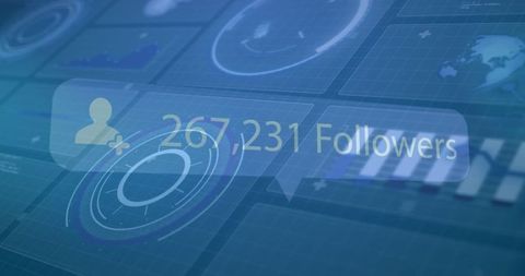 Digital Interface with Growing Follower Count and Global Connection Visualization - Download Free Stock Images Pikwizard.com