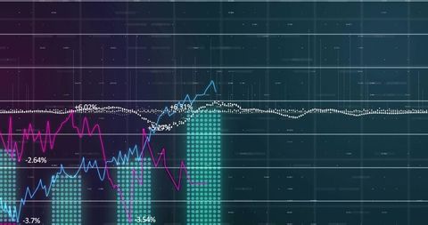 Financial data visualization with colorful graphs and charts representing analytics